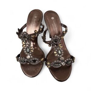 Ramon Tenza Dark Brown Jewel Sandals Used size 7